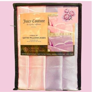 4 Juicy Couture Satin Pillowcases Solid 2 Lavender / 2 Pink Standard NEW NIP